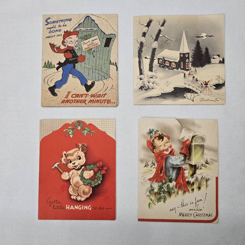 Vintage 1940's Holiday Christmas Greeting Card Set Made In USA